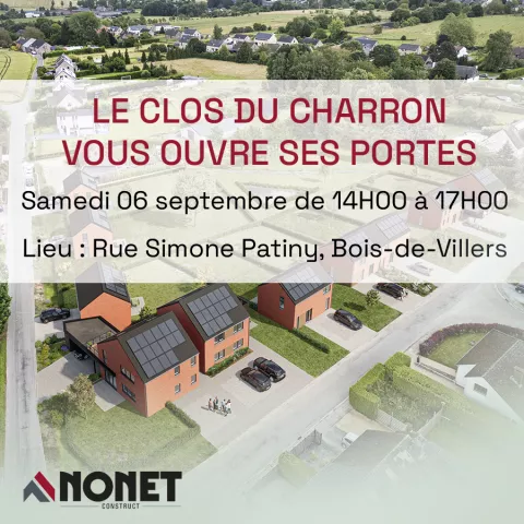 Nonet Construct ouvre les portes de son lotissement Clos du Charron à Namur 