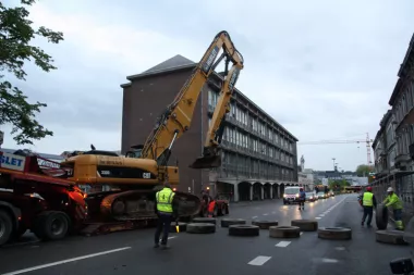 Namur - Travaux de démolition au boulevard Mélot